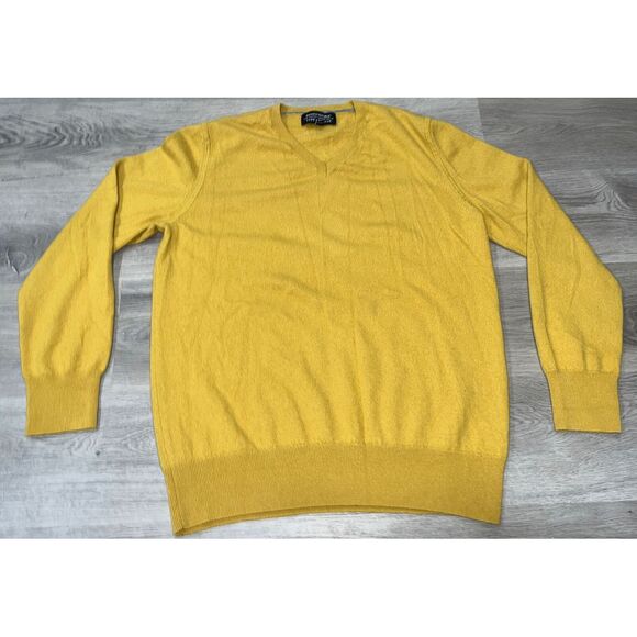Banana Republic Todd & Duncan 100% Scottish Cashmere Yellow Sweater Mens Size XL - Picture 2 of 11